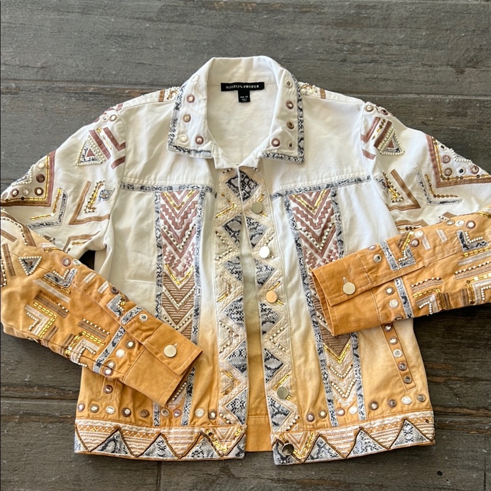 Boston Proper Multicolor Embellished Jacket